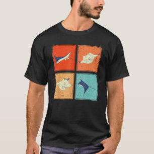 Pop Art Stingray Aquarium Animal Scuba Diver Ocean T-Shirt