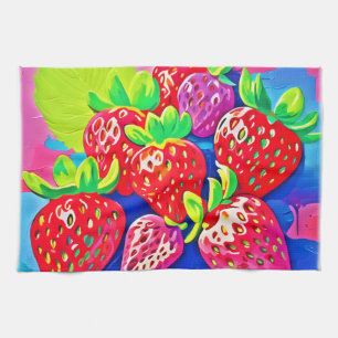 Pop Art Strawberries Tea Towel