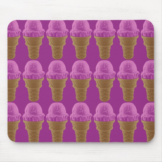 Pop Art Strawberry Ice Cream Cone Mouse Pad (Front)