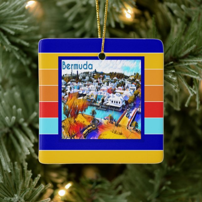 Pop Art Stripes Bermuda  Ceramic Ornament (Tree)
