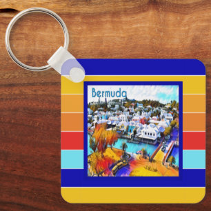 Pop Art Stripes Bermuda Key Ring