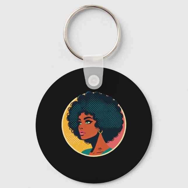 Pop Art Style Girl Sticker  Key Ring (Front)
