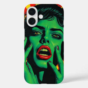 Pop art style green woman. iPhone 16 case