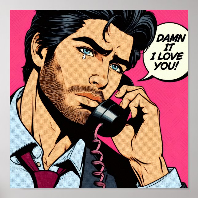 Pop art style hunky guy Poster (Front)