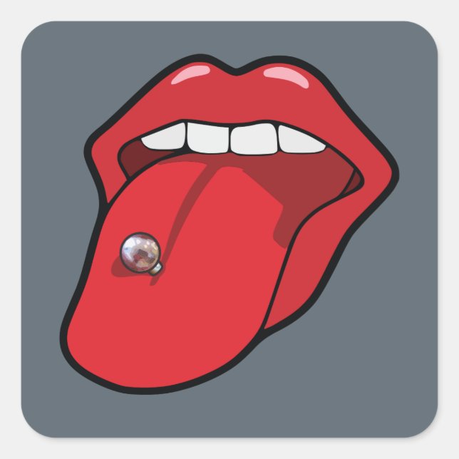 Pop art style of Pierced tongue sticker (Front)