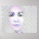 Pop Art Style Portrait Poster<br><div class="desc">Inspired by pop art. This optical illusion looks like a string of random dots up close,  but move farther away an it reveals itself to be a portrait of a woman's face.</div>