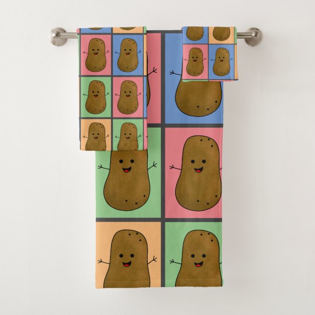 Pop Art Style Potato Bath Towel Set (Insitu)
