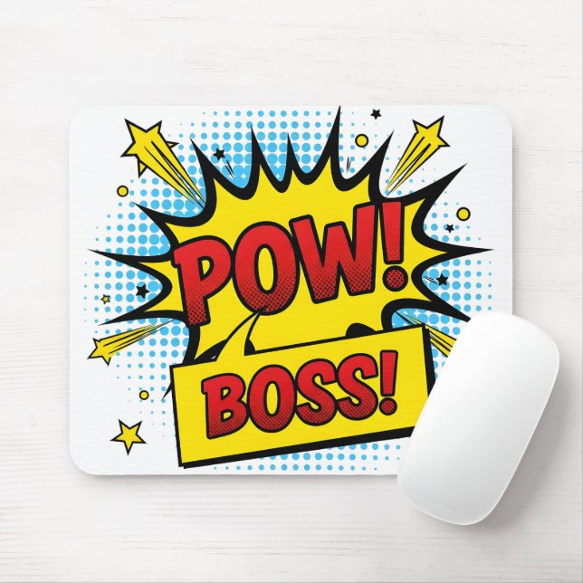 Pop Art Style POW BOSS Modern Professional Mouse Pad (With Mouse)