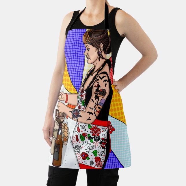 Pop Art Style Retro Lady Baking Apron (Insitu)