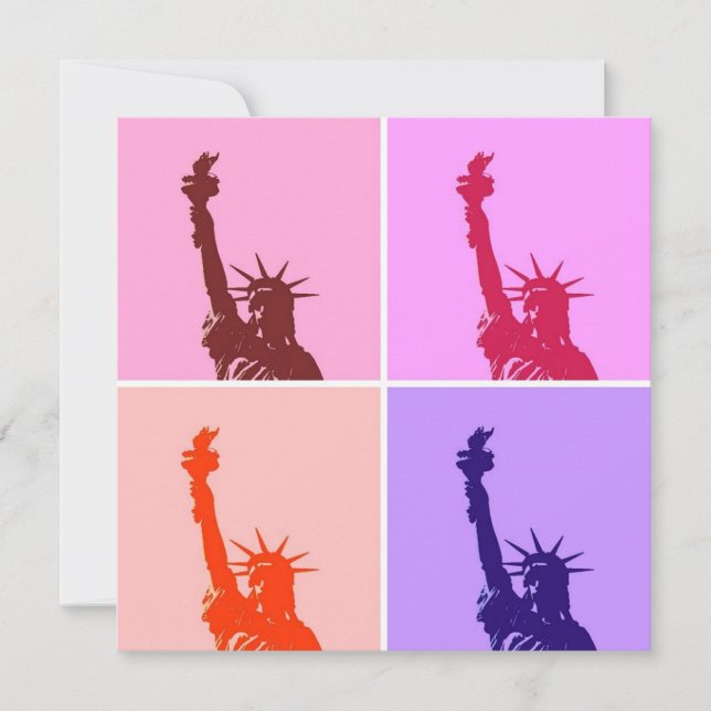 Pop Art Style Statue of Liberty Invitation (Front)
