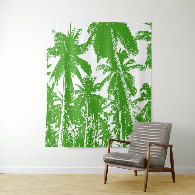Pop-Art Style Tropical Palm Trees Design Tapestry (In Situ)