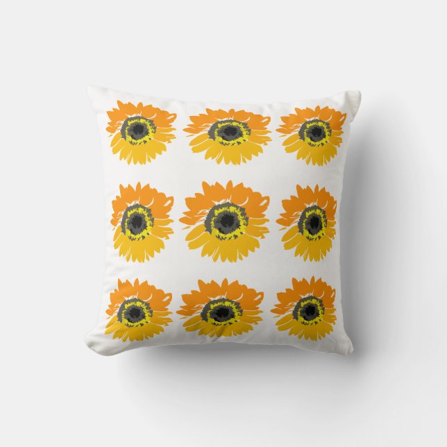 Pop Art Sunflowers Decorative Throw Pillow (Front)
