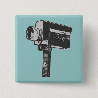 Pop Art Super 8 Movie Camera 15 Cm Square Badge