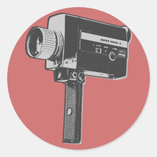 Pop Art Super 8 Movie Camera Classic Round Sticker