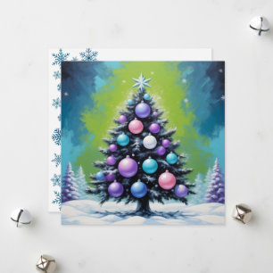 Pop Art Synthwave Christmas with Acid Green Violet Holiday Card