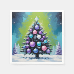 Pop Art Synthwave Christmas with Acid Green Violet Napkin