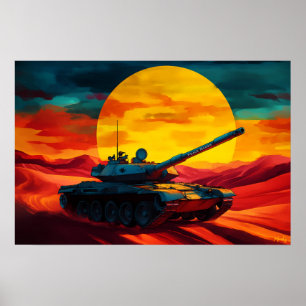 Pop Art Tank Scene Sunset - Military Vibes Art Poster