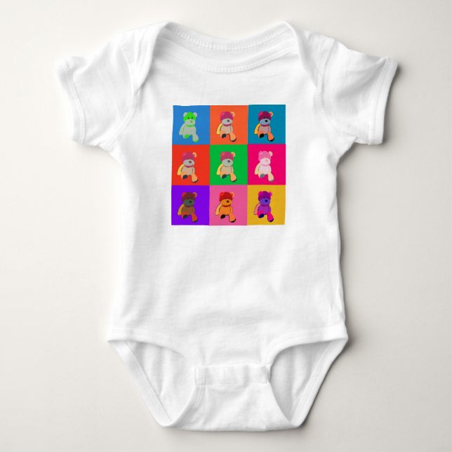 Pop Art Teddy Bear Baby Bodysuit (Front)