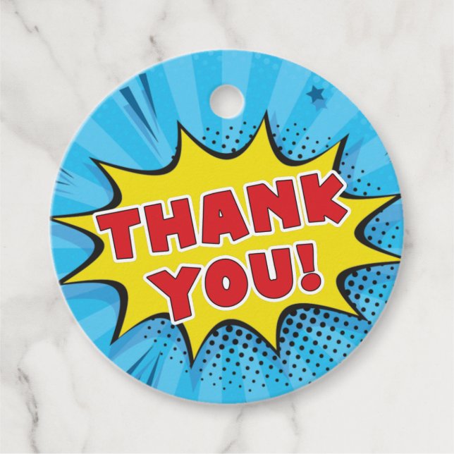 Pop Art Thank You Favour Tags (Front)