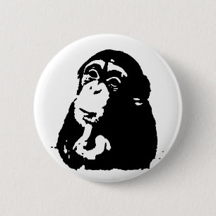 Pop Art Thinking Chimpanzee 6 Cm Round Badge