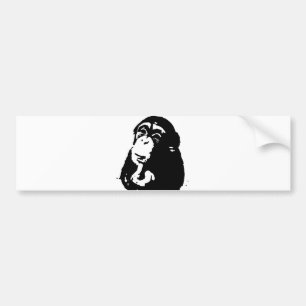 Pop Art Thinking Chimpanzee Bumper Sticker