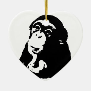 Pop Art Thinking Chimpanzee Ceramic Tree Decoration