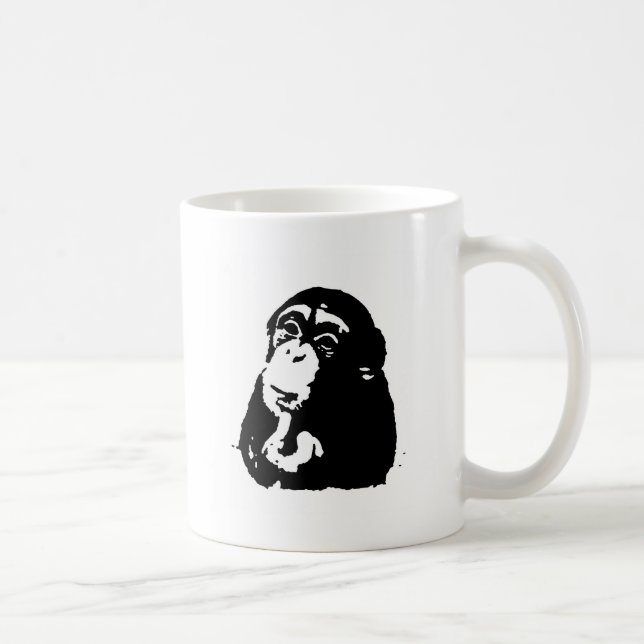Pop Art Thinking Chimpanzee Coffee Mug (Right)