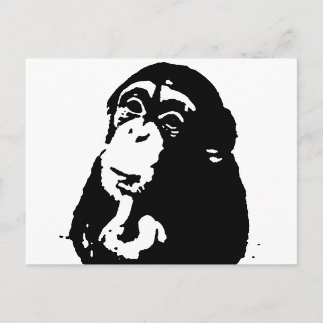 Pop Art Thinking Chimpanzee Postcard (Front)