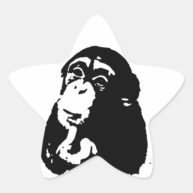 Pop Art Thinking Chimpanzee Star Sticker (Front)