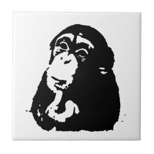 Pop Art Thinking Chimpanzee Tile