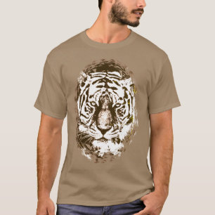 Pop Art Tiger Head Elegant Modern Template Pebble T-Shirt