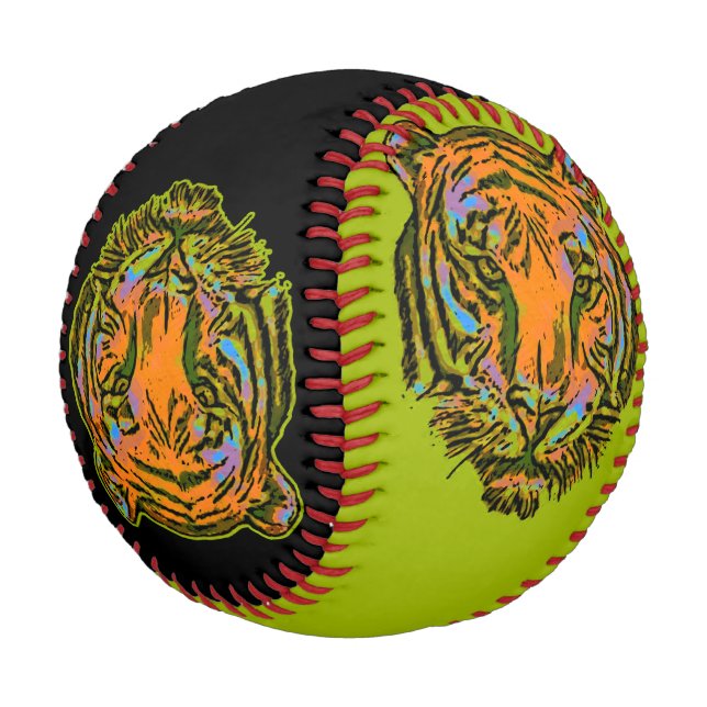 Pop Art TIGER HEAD + your backgr. & ideas Baseball (Angled)