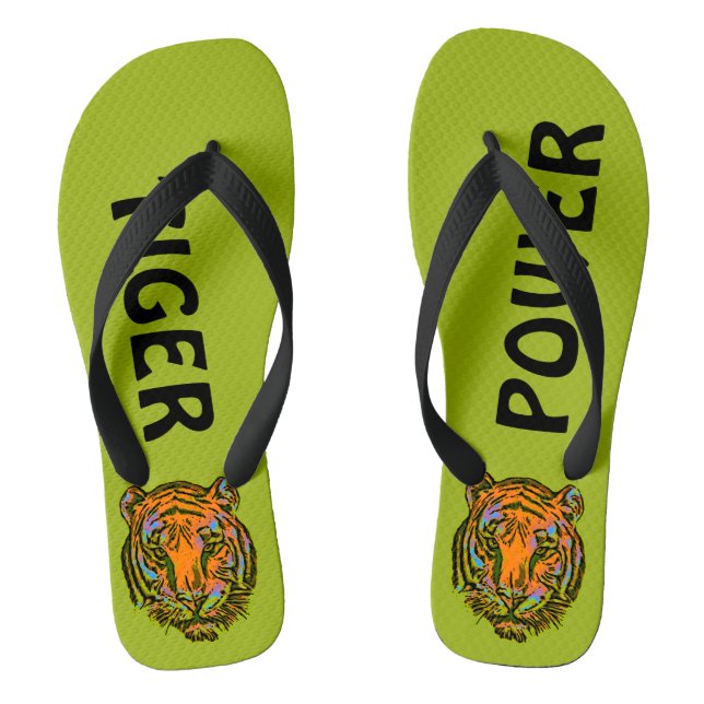 Pop Art TIGER HEAD + your backgr. & ideas Jandals (Footbed)