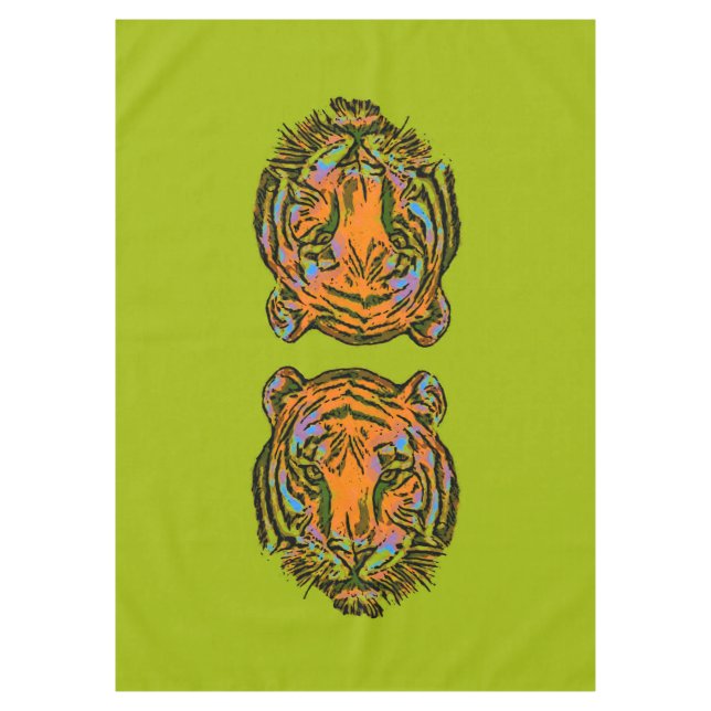 Pop Art TIGER HEAD + your backgr. & ideas Tablecloth (Front)