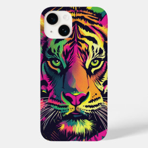 Pop Art Tiger Illustration with Neon Colors Case-Mate iPhone 14 Case