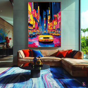 Pop Art Times Square with Iconic Yellow Taxis Canvas Print