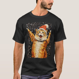 Pop Art Tortoiseshell Cat Happy Christmas T-Shirt