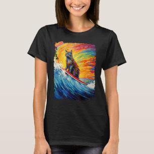 Pop Art Tortoiseshell Cat Paddle Board Surfing T-Shirt
