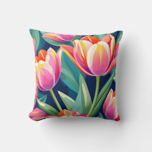 Pop Art Tulip Vibrant and Energetic Cushion