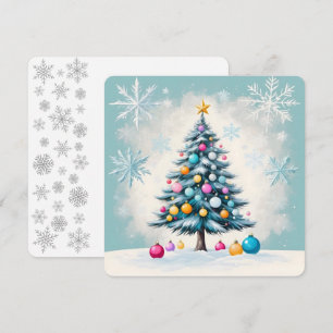 Pop Art Turquoise Haze Watercolor Christmas Tree