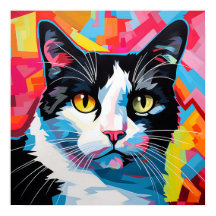 Pop Art Tuxedo Cat