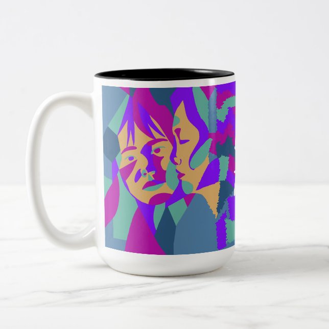 Pop Art | Two Women | 2 Sided Two-Tone Coffee Mug (Left)