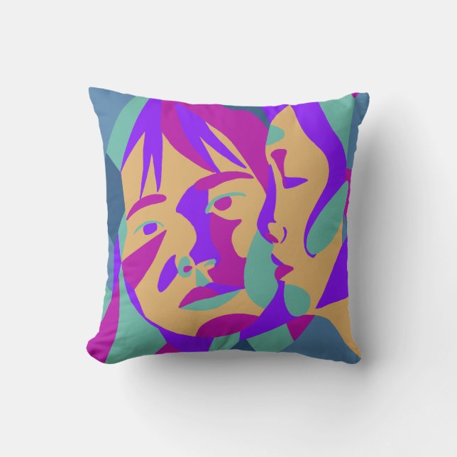 Pop Art | Two Women | Bright |Throw Pillow (Front)