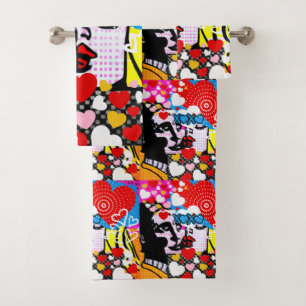 Pop Art Valentine Bath Towel Set