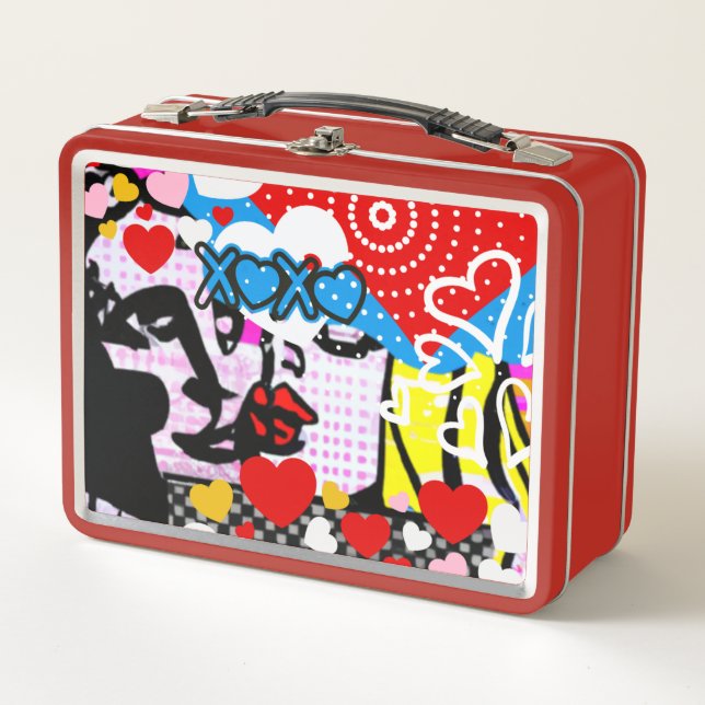 Pop Art Valentine Metal Lunch Box (Front)