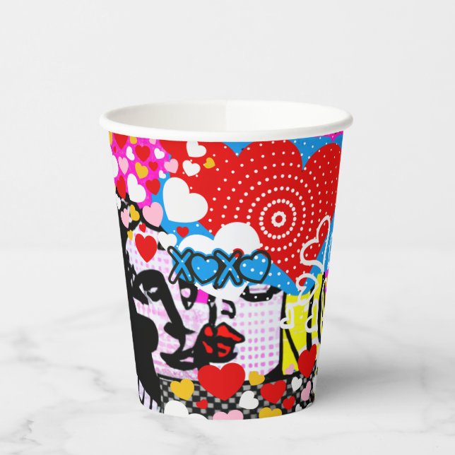 Pop Art Valentine Paper Cups (Left)