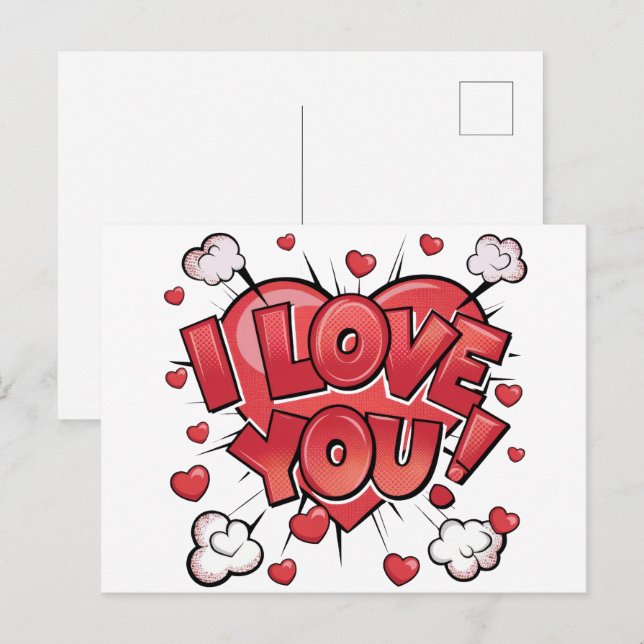 Pop Art Valentines Day Postcard (Front/Back)