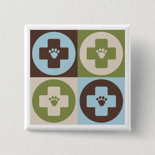 Pop Art Veterinary Medicine 15 Cm Square Badge (Front)