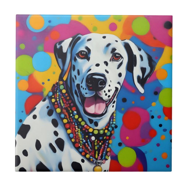 Pop Art Vibrant Dalmatian Tile (Front)