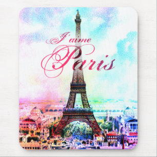 Pop Art Vintage Eiffel Tower Mouse Pad